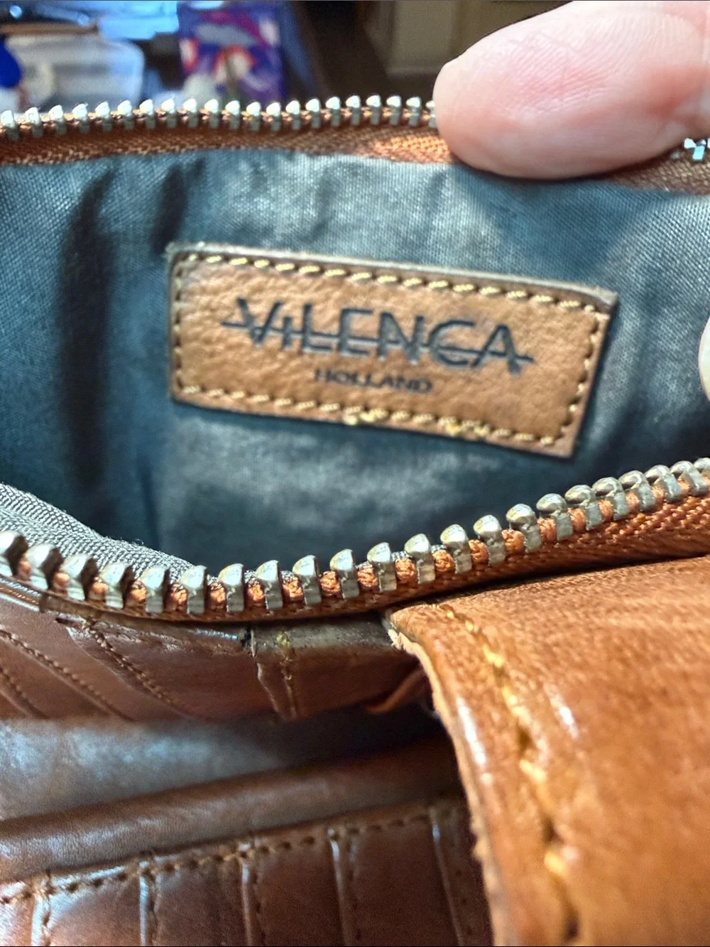 Woven Vilenca Holland Leather Wallet - Cognac Brown